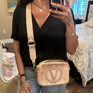 Valentino Mia Rock Learher Crossbody Bag Rose/Blush